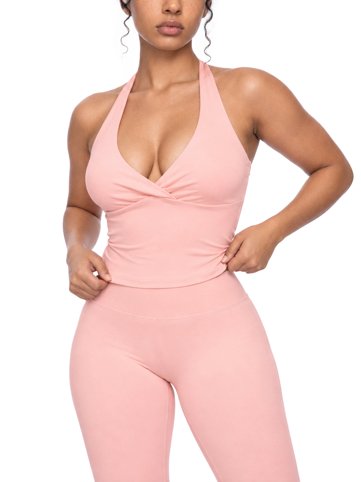 Women’s Ruched Halter Yoga Tank Top
